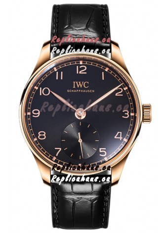 IWC Portugieser Automatic 40 IW358401 Black Dial in Rose Gold Casing Mirror Replica Watch 