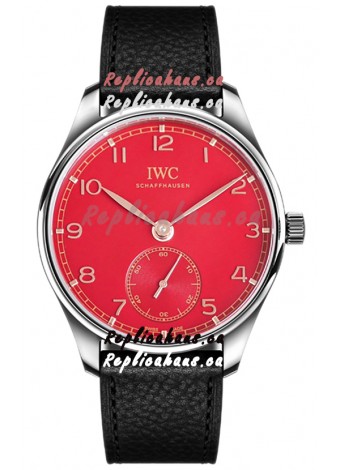 IWC Portugieser Automatic 40 IW3583 Red Dial in Stainless Steel 1:1 Mirror Replica Watch 