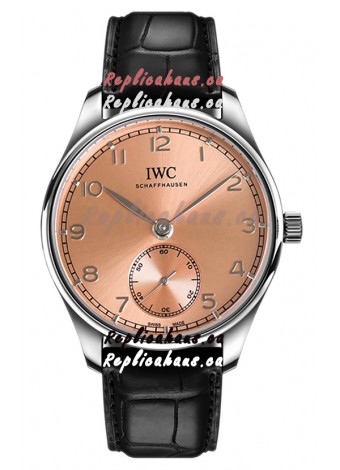 IWC Portugieser Automatic 40 IW358313 Pink Dial in Stainless Steel 1:1 Mirror Replica Watch 