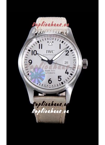IWC Pilot's MARK XVIII Aviator 1:1 Swiss Watch in 904L Steel Case - Beige Nylon Strap 