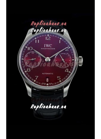 IWC Portugieser Swiss IW500714 1:1 Mirror 904L Steel Watch Burgundy Dial Watch 