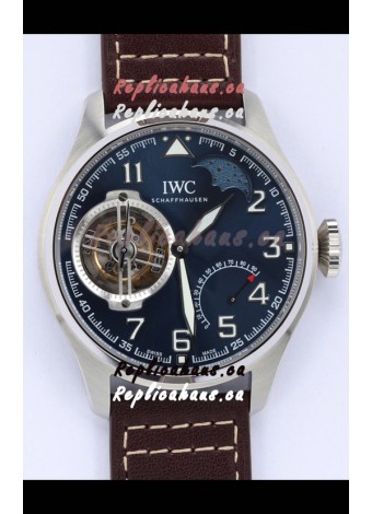 IWC Portuguese Genuine Swiss Tourbillon Movement Steel Watch in Blue Dial 