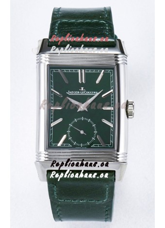 Jaeger-LeCoultre Reverso Super Clone DuoFace Green/White Steel Replica Watch 