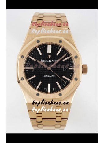 Audemars Piguet Royal Oak 15400 41MM Black Dial 904L Rose Gold CALIBRE 3120 Movement 1:1 Mirror Replica