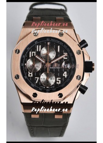Audemars Piguet Royal Oak Offshore Black Dial Chronograph 1:1 Mirror Replica Watch - 904L Steel 
