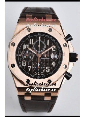 Audemars Piguet Royal Oak Offshore Black Dial Chronograph 1:1 Mirror Replica Watch - 904L Steel 