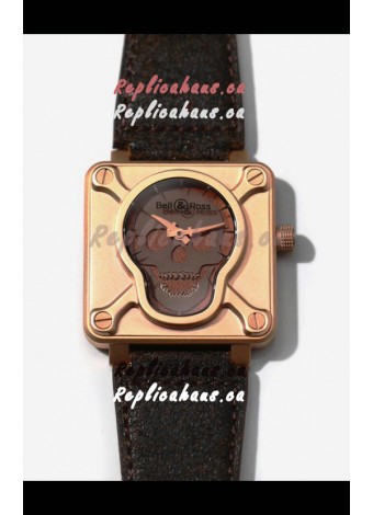 Bell & Ross BR0192 Skull Edition Bronze Casing GREY Skull on Brown Layer Swiss Replica Watch 