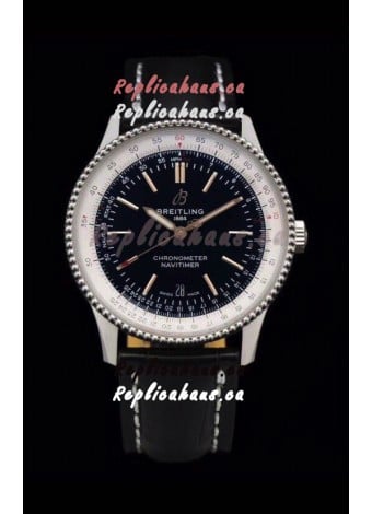 Breitling Navitimer 1 Automatic Swiss Replica Watch in Black Dial - Leather Strap