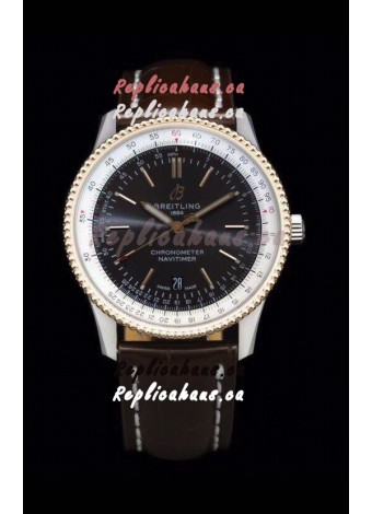 Breitling Navitimer 1 Automatic Swiss Replica Watch in Brown Dial Rose Gold Bezel