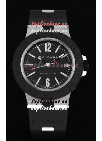 Bvlgari Aluminum 1:1 Mirror Swisss Replica Watch in Black Dial 