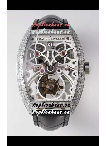 Franck Muller Fast Tourbillon Edition 1:1 Mirror Swiss Replica Watch in Diamonds Casing 