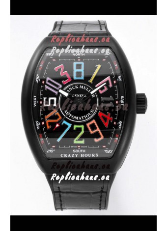 Franck Muller Vanguard Crazy Color Hours in DLC Coated Casing Swiss Replica Watch 