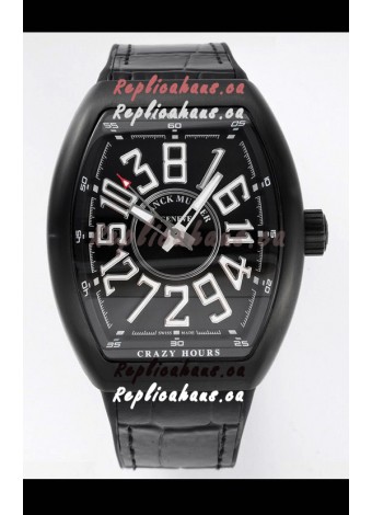 Franck Muller Vanguard Crazy Hours in DLC Coated Casing Swiss Replica Watch 