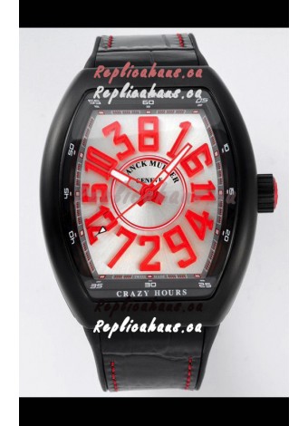 Franck Muller Vanguard Crazy Hours in DLC Coated Casing White Dial Swiss Replica Watch 