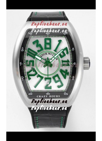 Franck Muller Vanguard Crazy Hours in Stainless Steel - White Dial Swiss Replica Watch 