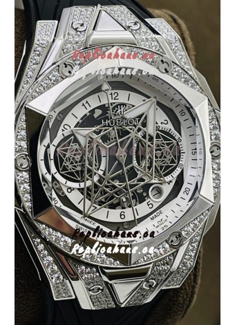 Hublot Big Bang UNICO Sang Bleu II Stainless Steel Diamonds 1:1 Mirror Quality Swiss Replica Watch 