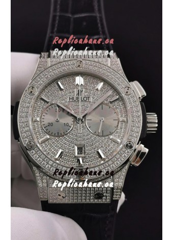 Hublot Classic Fusion Chronograph Steel Diamonds Dial and Casing 1:1 Mirror Replica Watch 