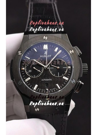 Hublot Classic Fusion Chronograph Ceramic Casing/Bezel Carbon Dial 1:1 Mirror Replica Watch 