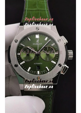 Hublot Classic Fusion Chronograph Stainless Steel Casing Green Dial 1:1 Mirror Replica Watch 