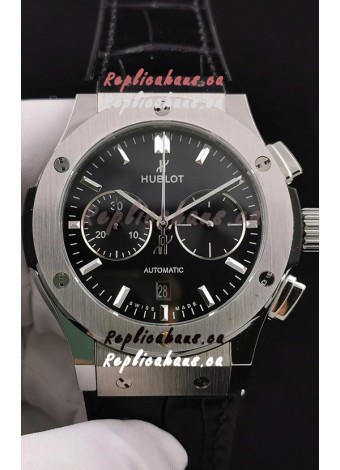 Hublot Classic Fusion Chronograph Stainless Steel Casing Black Dial 1:1 Mirror Replica Watch 