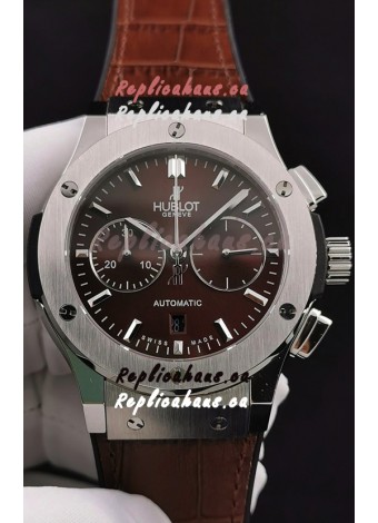 Hublot Classic Fusion Chronograph Stainless Steel Casing Brown Dial 1:1 Mirror Replica Watch 
