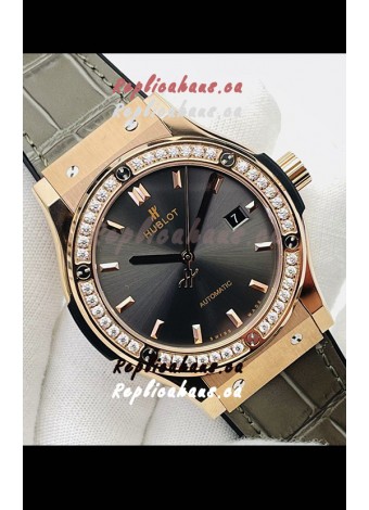 Hublot Classic Fusion Rose Gold Grey Dial Swiss Replica Watch 1:1 Mirror Quality 