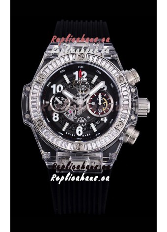 Hublot Big Bang Unico Plexiglass Casing 1:1 Mirror Edition Swiss Replica Watch Black Strap