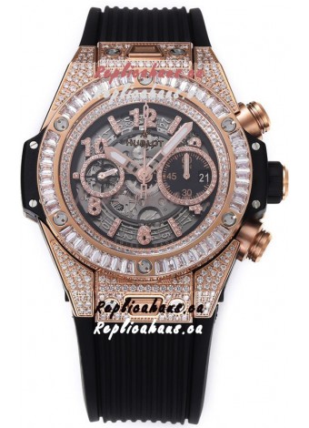 Hublot Big Bang Unico Rose Gold Diamonds Casing 1:1 Mirror Edition Swiss Replica Watch