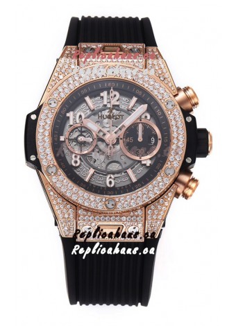 Hublot Big Bang Unico Rose Gold Diamonds Casing 1:1 Mirror Edition Swiss Replica Watch