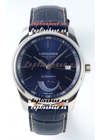 Longines Master Collection Automatic Power Reserve Blue Dial Swiss Replica Watch Leather Strap