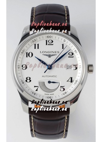 Longines Master Collection Automatic Power Reserve White Dial Swiss Replica Watch Leather Strap