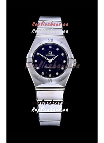 Omega Constellation Ladies Swiss Quartz 1:1 Mirror Replica - Steel Casing in Black Starry Dial 