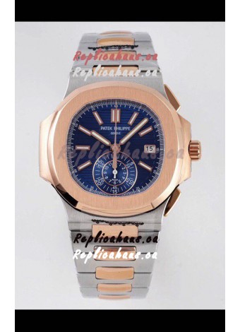 Patek Philippe Nautilus 5980/1AR-001 Two Tone Rose Gold 904L Steel Case in Blue Dial - 1:1 Mirror Replica
