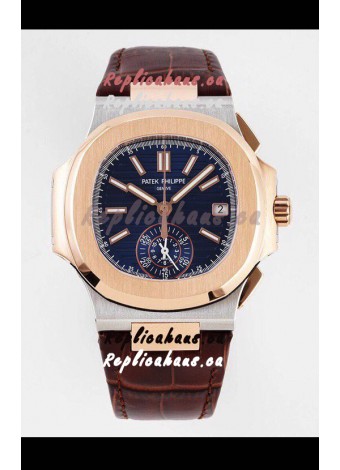 Patek Philippe Nautilus 5980/1R-001 Rose Gold Two Tone 904L Steel Case in Blue Dial - 1:1 Mirror Replica