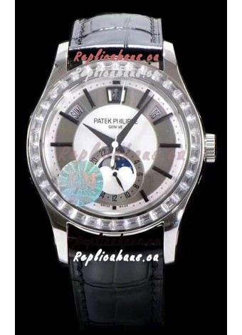 Patek Philippe 5205-001 Complications MoonPhase Light Grey Dial 1:1 Mirror Swiss Replica Watch