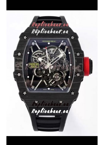 Richard Mille RM35-01 Rafael Nadal Carbon Fiber Casing with Genuine Tourbillon Super Clone Watch 