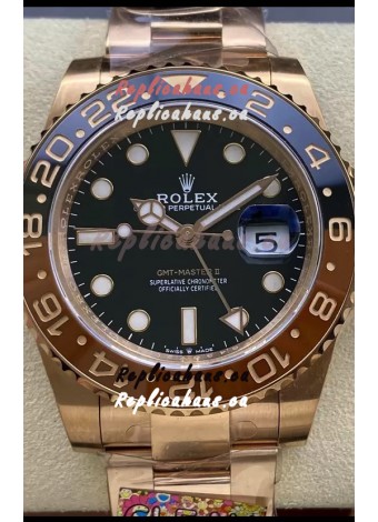Rolex GMT Masters II M126715CHNR Everose Gold Swiss Replica 1:1 Mirror Watch - 904L Steel 