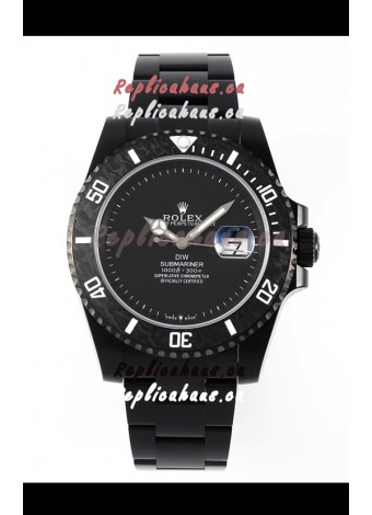 Rolex Submariner DiW DLC Coated Steel Casing Black Ceramic Bezel Edition Watch 