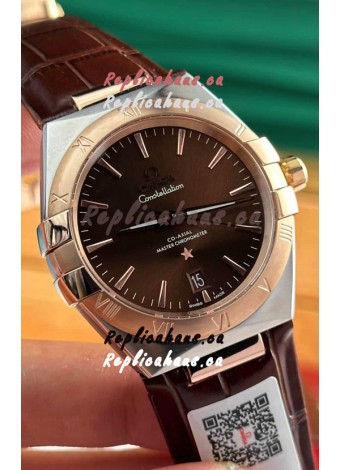 Omega Co-Axial Constellation 39MM Two Tone Rose Gold Brown Dial 1:1 Mirror Replica Watch