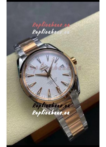 Omega Aqua Terra 150M White Dial 904L Two Tone Rose Gold Casing 1:1 Mirror Replica 41MM 