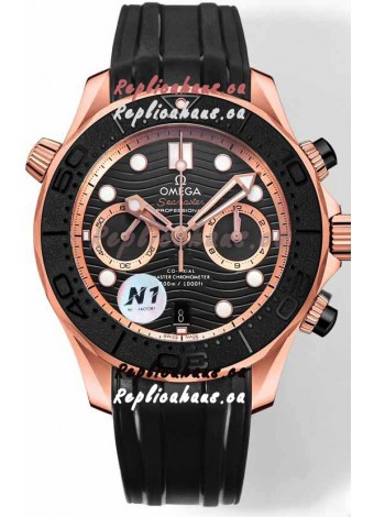 Omega Seamaster Co-Axial Master Chronograph Rose Gold Black Dial 44MM 1:1 Mirror Replica