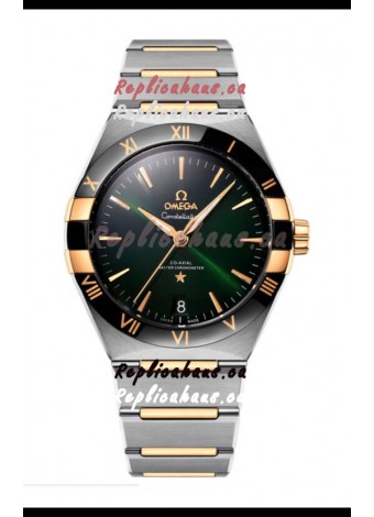 Omega Co-Axial Constellation Two Tone Black Green Dial 1:1 Mirror Replica 41MM