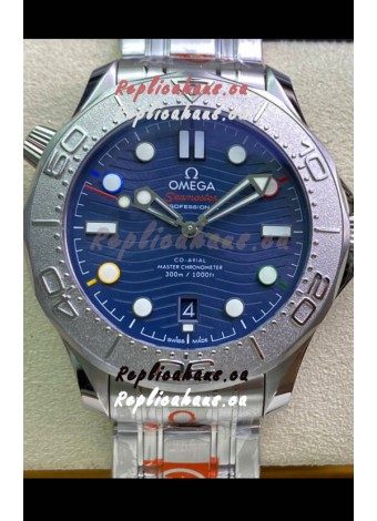 Omega Seamaster 300M Co-Axial Master Chronometer Blue Dial Titanium Bezel - 1:1 Mirror Replica