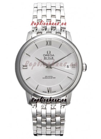 Omega De Ville Co-Axial Chronometer 36.8MM Swiss Replica Watch in Silver Dial 