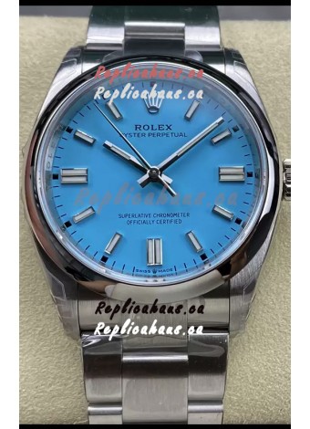 Rolex Oyster Perpetual REF# 126000 36MM Swiss Movement Tiffany Blue Dial 904L Steel 1:1 Mirror Replica Watch
