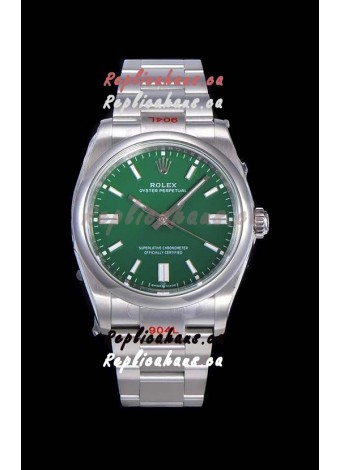 Rolex Oyster Perpetual REF#124300 41MM Cal.3230 Movement Swiss Replica Green Dial 904L Steel 1:1 Mirror Replica Watch