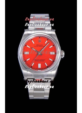 Rolex Oyster Perpetual REF#124300 41MM Cal.3230 Movement Swiss Replica Red Dial 904L Steel 1:1 Mirror Replica Watch