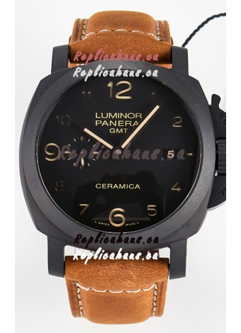 Panerai Super Clone Luminor Marina 42MM PAM441 GMT Ceramica Case Swiss Replica Watch