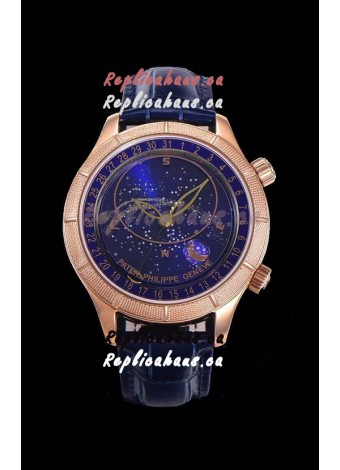 Patek Philippe 6102R Grand Compilations Handwind Swiss Replica Watch - Rugged Bezel Blue Dial