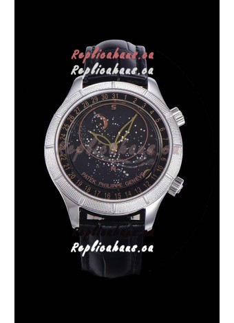 Patek Philippe 6102R Grand Compilations Handwind Swiss Replica Watch - Rugged Bezel Black Dial
